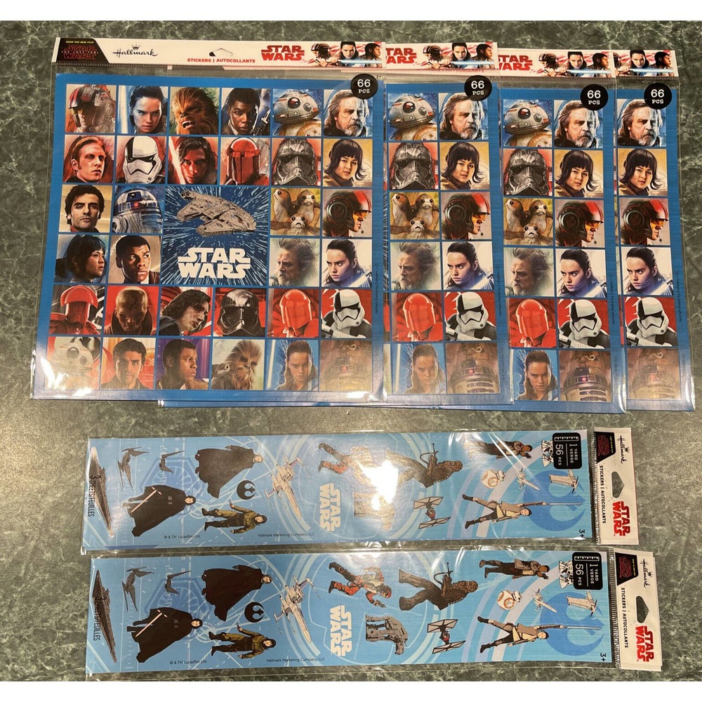 STAR WARS Hallmark Stickers Scrapbook Gifts 376 Total - 6 Packs - NEW